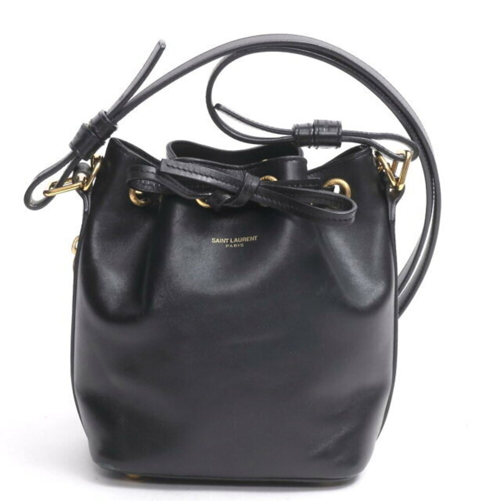 Saint Laurent Black Leather Emmanuel Bag Shoulder Drawstring - Picture 2 of 10